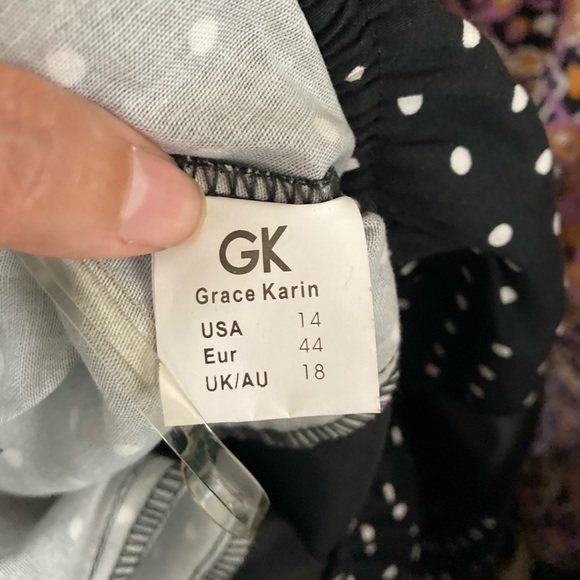 Grace Karin Women’s  Dress Black White Polka Dot Halter Retro Swing Size 14 NWOT - Picture 10 of 10